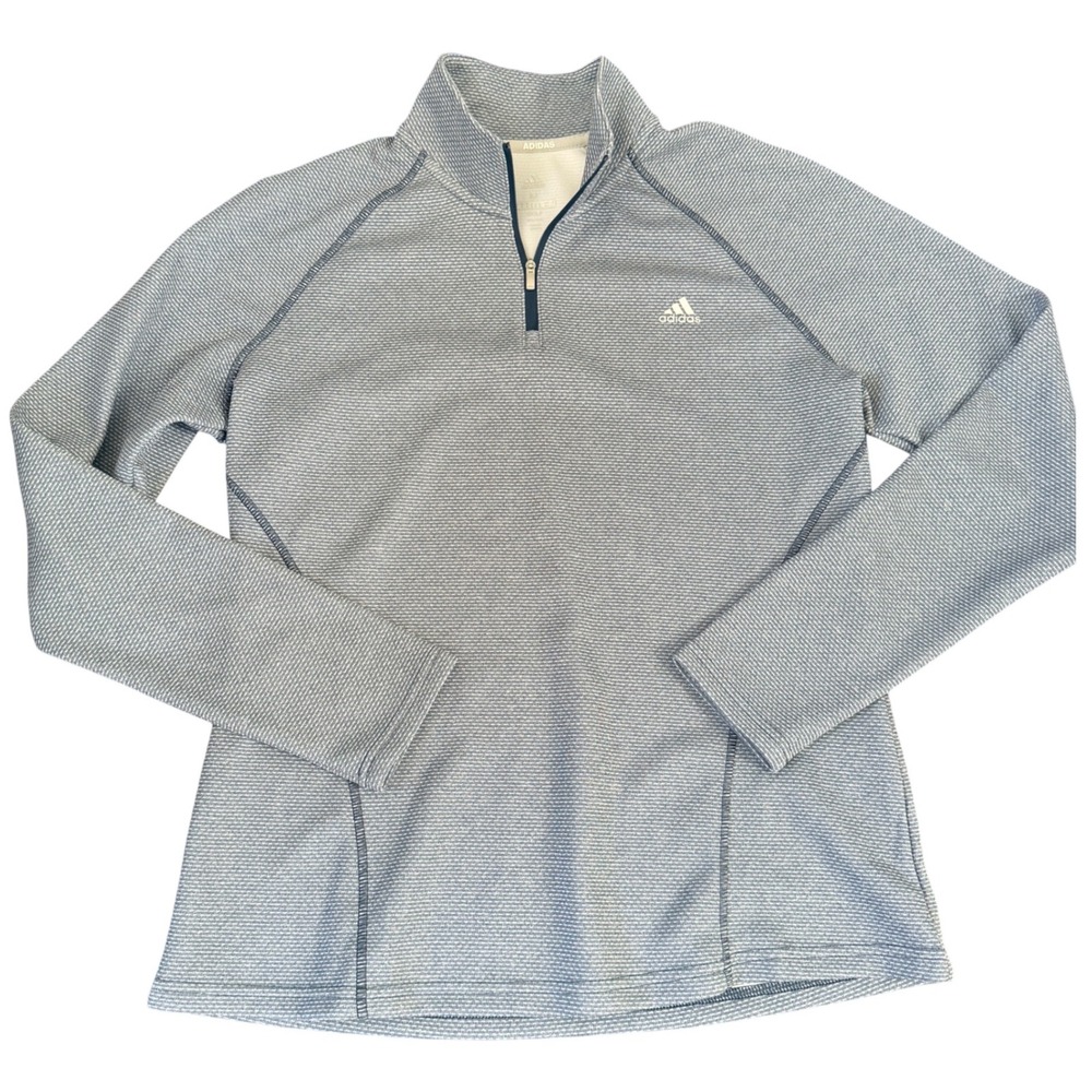Adidas Golf Quarter‎ Zip Pullover Men's M Gray Textured Performance Top Preppy